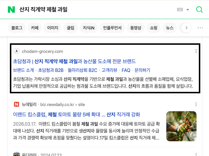 초담청과 Google 검색 노출 화면 1