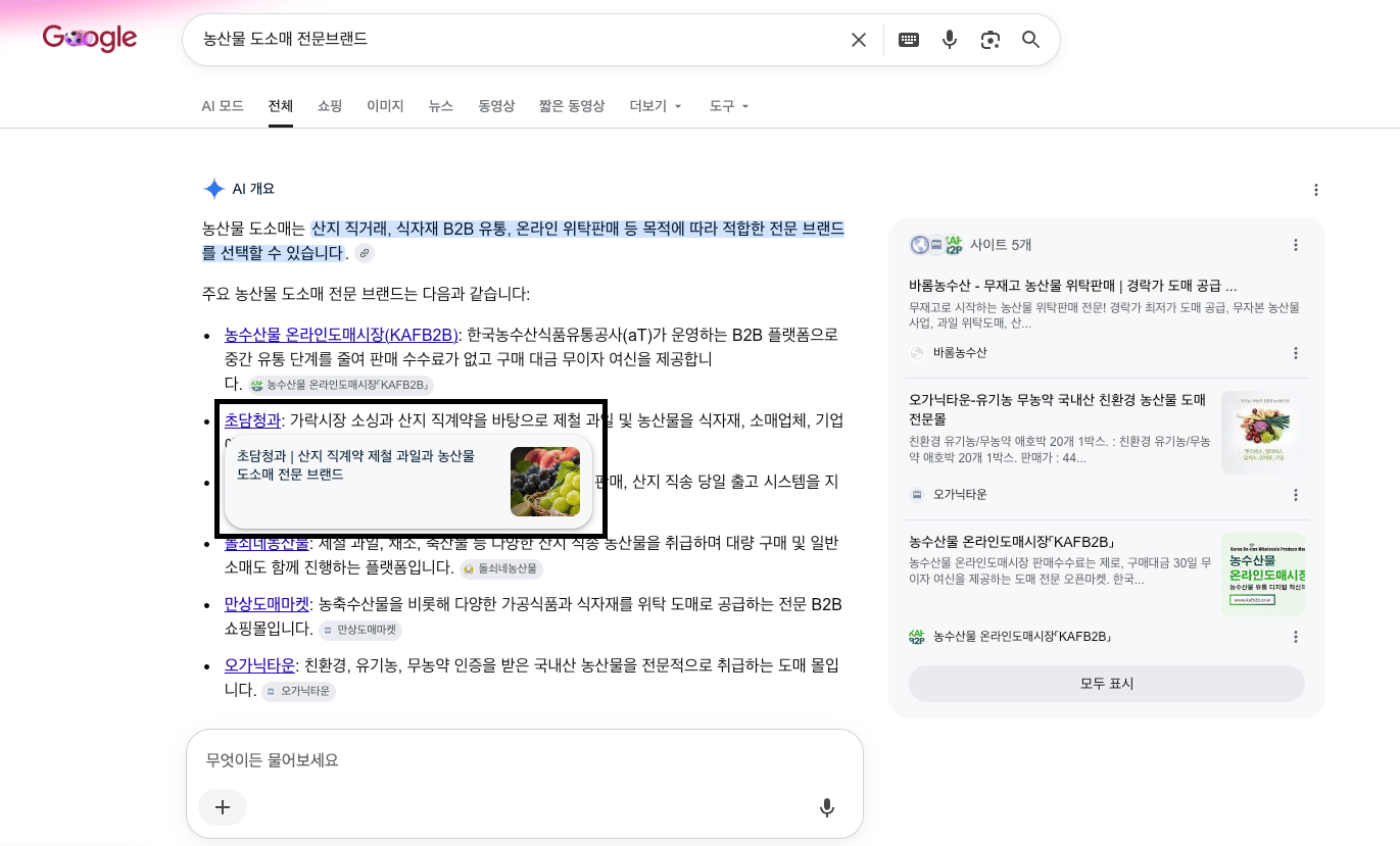 초담청과 Google 검색 노출 2